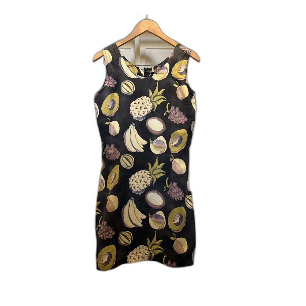 Vintage Picante Fruit Dress 100% Silk - Medium